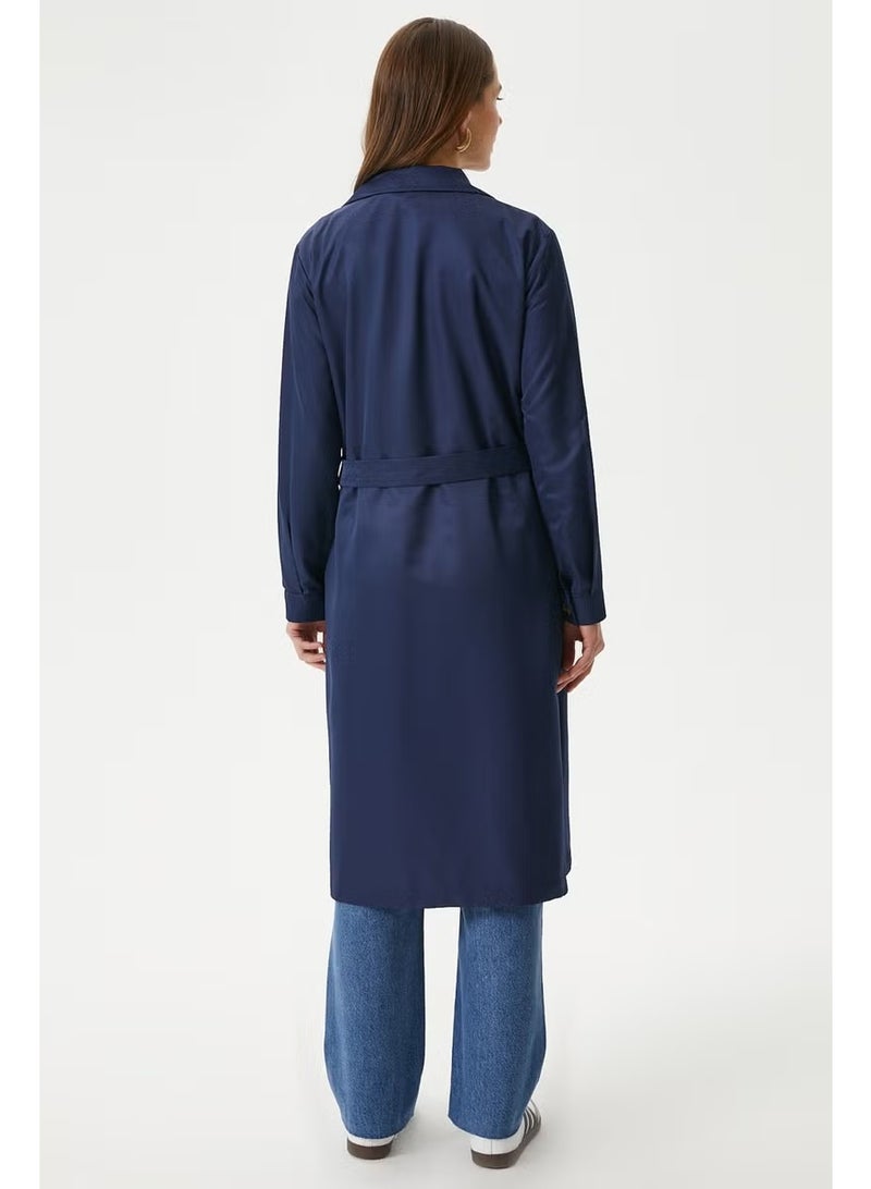 Ritnice Women's Light Seasonal Navy Blue Trench Coat - Image 1